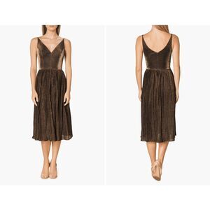Dress the Population Haley Sparkle Pleated Cocktail Dress in Gold Multi Size XXL